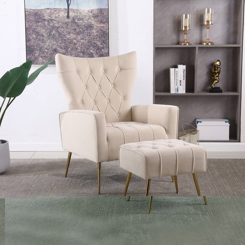 Sleek Button Tufted Wingback Comfy Armchair